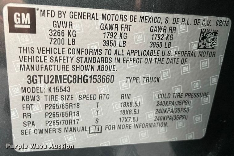 image for item DD2507 2017 GMC Sierra 1500  Crew Cab pickup truck