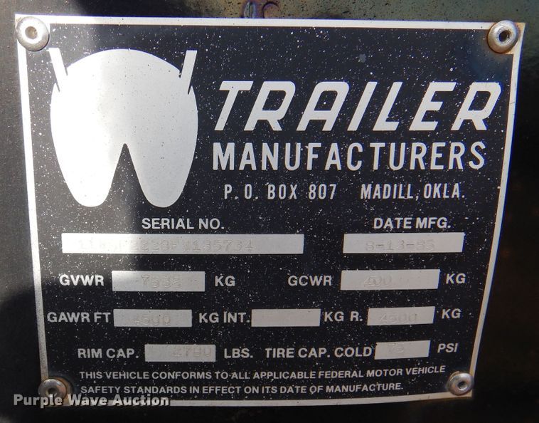 image for item DI5383 1985 Shop built  equipment trailer