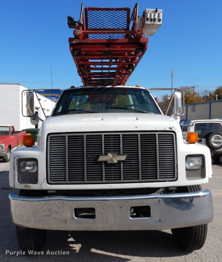 image for item DK1277 1995 Chevrolet Kodiak  flatbed truck with boom ladder