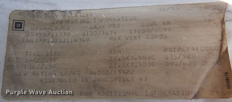 image for item DK1277 1995 Chevrolet Kodiak  flatbed truck with boom ladder