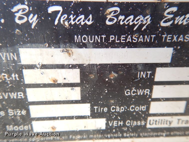 image for item DK3123 2004 Texas Bragg  equipment trailer