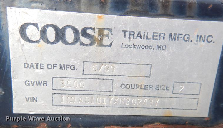 image for item DK3124 1999 Coose  enclosed cargo trailer