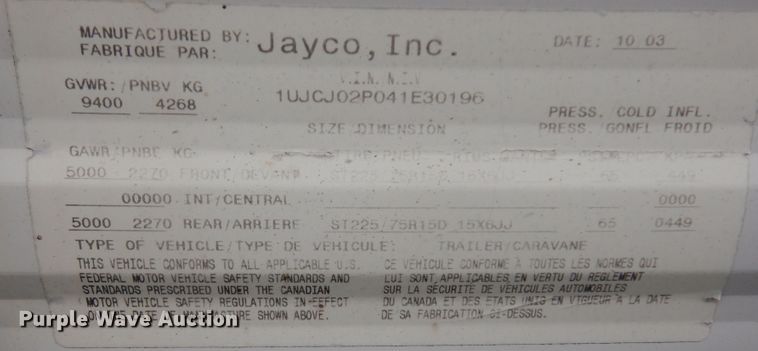image for item DK3244 2004 Jayco Jay Flight 28.5 RLS  camper