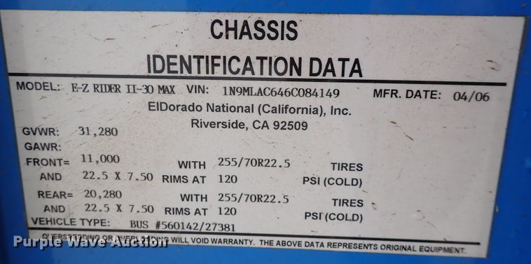 image for item DN2185 2006 El Dorado E-Z Rider II  transit bus