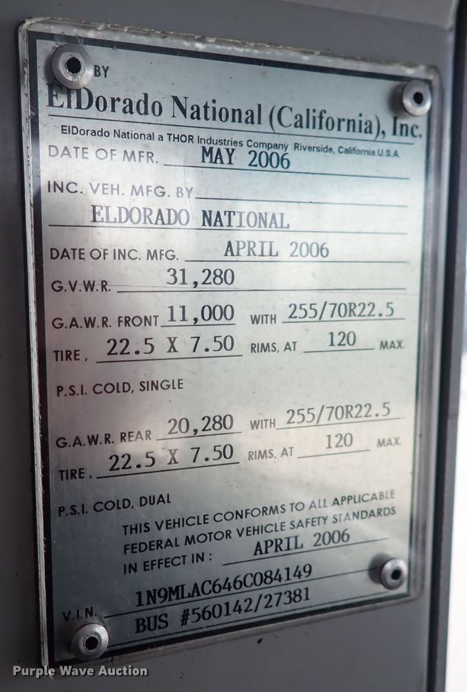 image for item DN2185 2006 El Dorado E-Z Rider II  transit bus