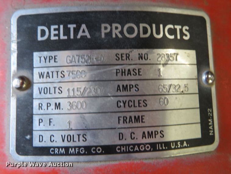image for item DN7832 Delta GA752E-A  generator
