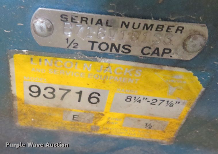 image for item DN7833 Lincoln 93716  transmission jack