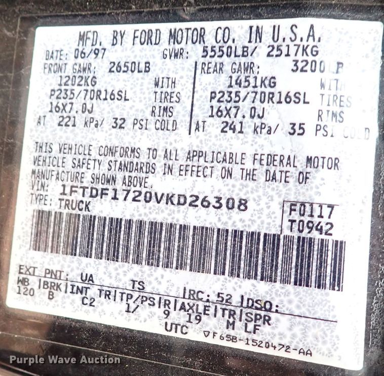 image for item IC9610 1997 Ford F150  pickup truck