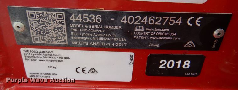 image for item IH9067 2018 Toro 44563  lawn and leaf blower