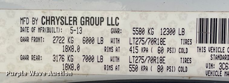 image for item IK9602 2013 Dodge Ram 3500  Crew Cab pickup truck