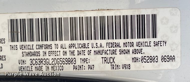 image for item IK9602 2013 Dodge Ram 3500  Crew Cab pickup truck