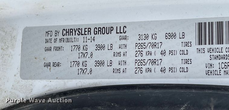 image for item IK9636 2015 Dodge Ram 1500  Quad Cab pickup truck