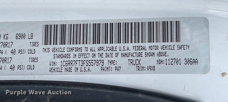 image for item IK9636 2015 Dodge Ram 1500  Quad Cab pickup truck