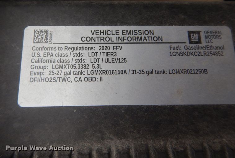 image for item IV9505 2020 Chevrolet Tahoe Police  SUV