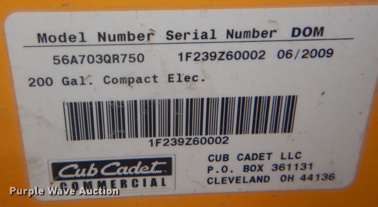 image for item JF9969 2009 Cub Cadet 56A703QR750  sprayer