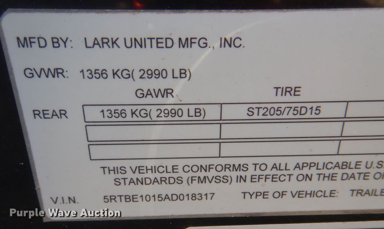 image for item JS9183 2010 Lark United VT510SA  enclosed cargo trailer