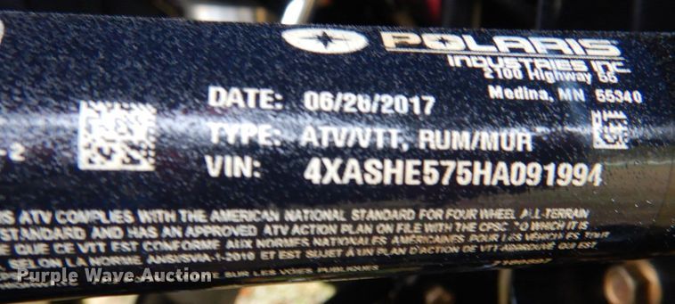 image for item JS9226 2017 Polaris Sportsman 570SP  ATV