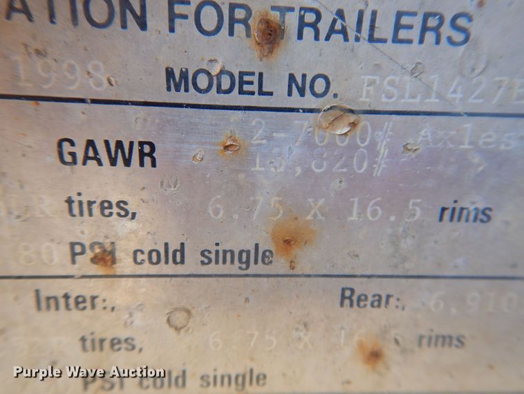 image for item KY9650 1998 Redi Haul FSL1427E  utility trailer