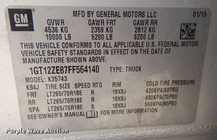 image for item DF0282 2015 GMC Sierra 2500HD  Crew Cab pickup truck