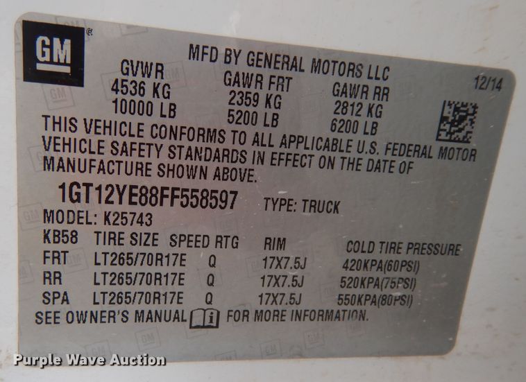 image for item DF0284 2015 GMC Sierra 2500HD  Crew Cab pickup truck