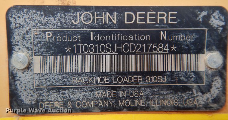 image for item DF0287 2012 John Deere 310SJ  backhoe