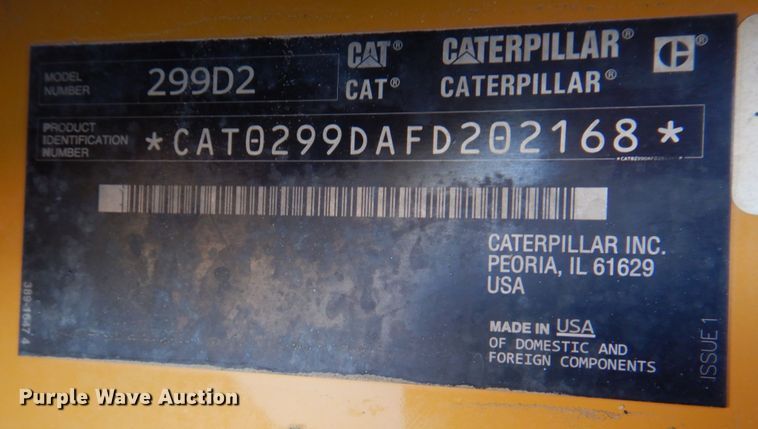 image for item DH8004 2017 Caterpillar 299D2  tracked skid steer loader