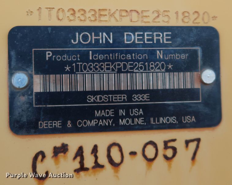 image for item DJ2417 2013 John Deere 333E  tracked skid steer loader