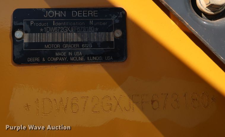 image for item DJ2421 2016 John Deere 672G  motor grader
