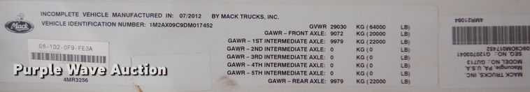 image for item DJ7421 2013 Mack Granite GU713  vacuum truck