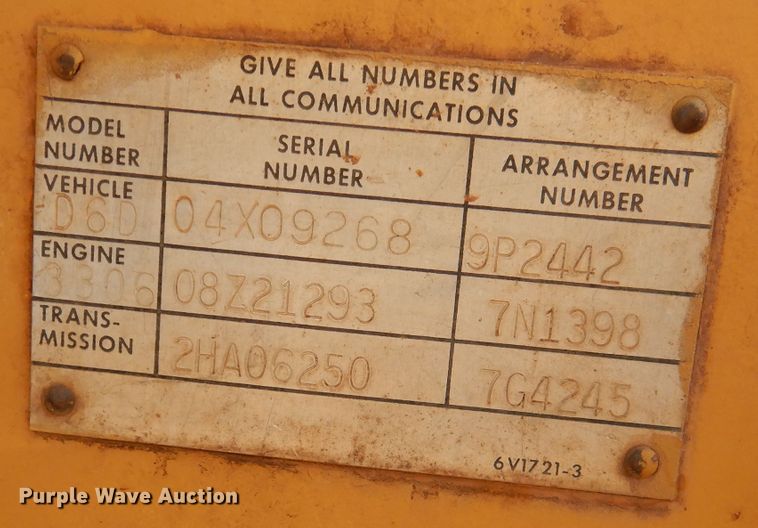 image for item DJ8882 1984 Caterpillar D6D  dozer