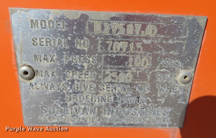 image for item DN7816 1999 Sullivan Palatek D37507JD  air compressor