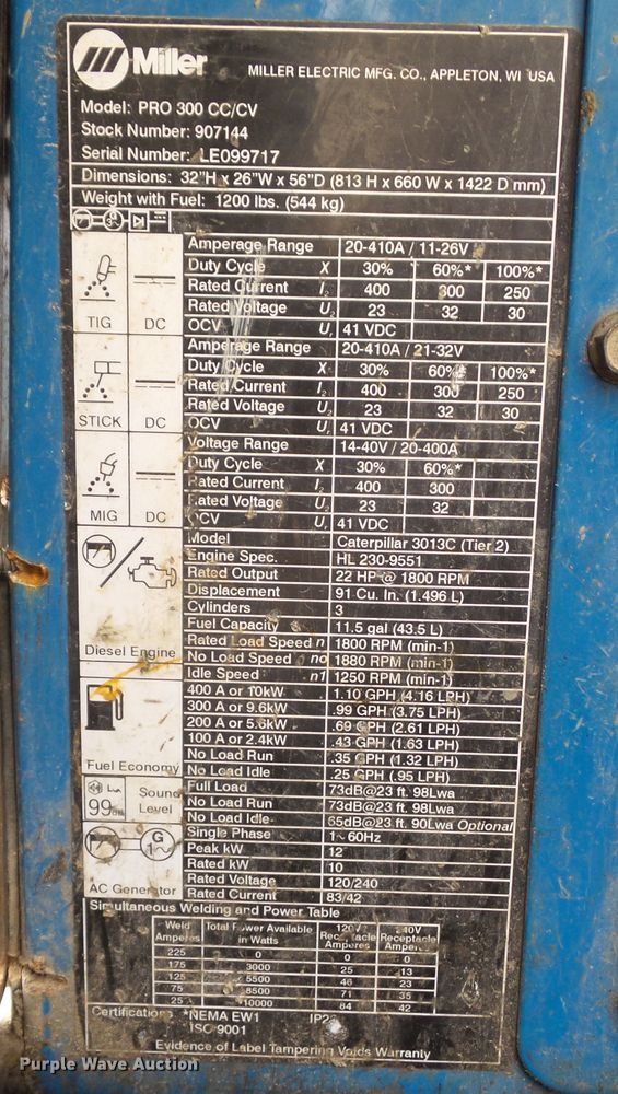 image for item HF9965 Miller Pro 300  welder/generator