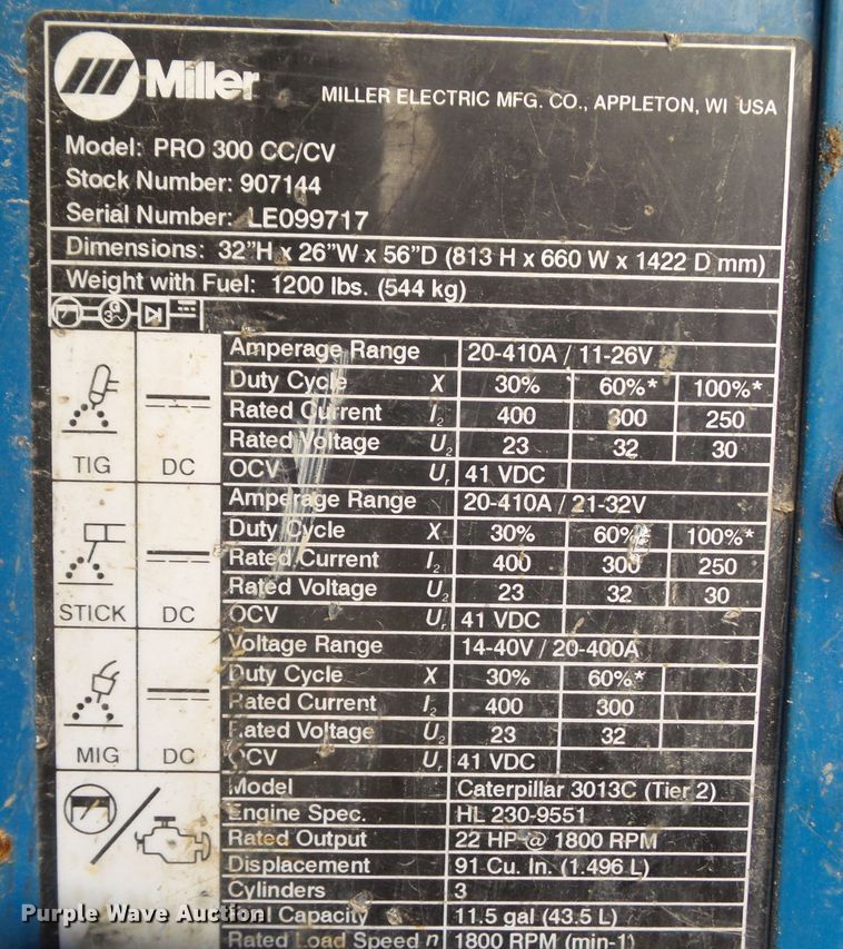 image for item HF9965 Miller Pro 300  welder/generator
