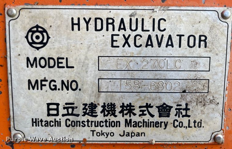 image for item II9476 1992 Hitachi EX270LC  excavator