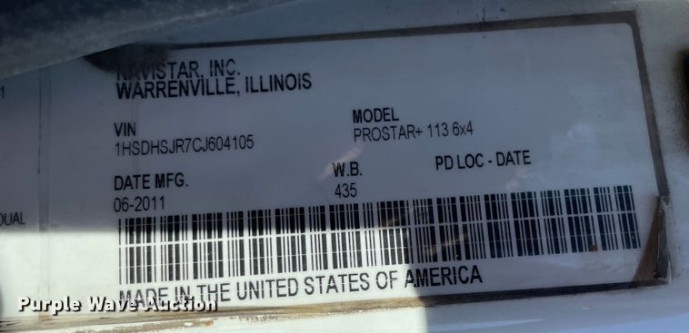 image for item II9478 2012 International ProStar  dump truck