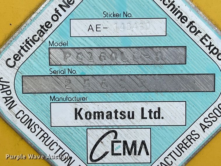 image for item IK9611 2013 Komatsu PC160LC-8  excavator