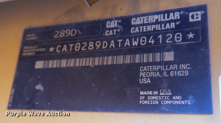 image for item IM9559 2016 Caterpillar 289D  tracked skid steer loader