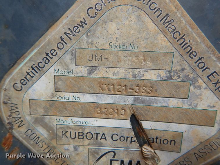 image for item IV9501 2006 Kubota KX121-3  mini excavator