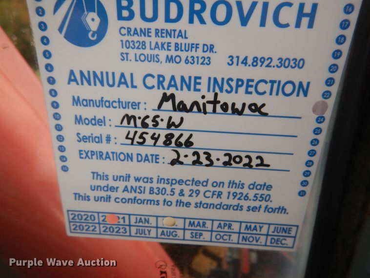 image for item IV9523 1992 Manitowoc M65W  crane