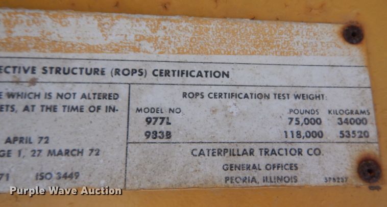 image for item JF9954 1979 Caterpillar 977  track loader