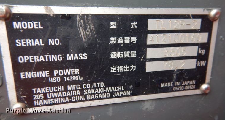 image for item JI9374 2017 Takeuchi TL12R2  tracked skid steer loader