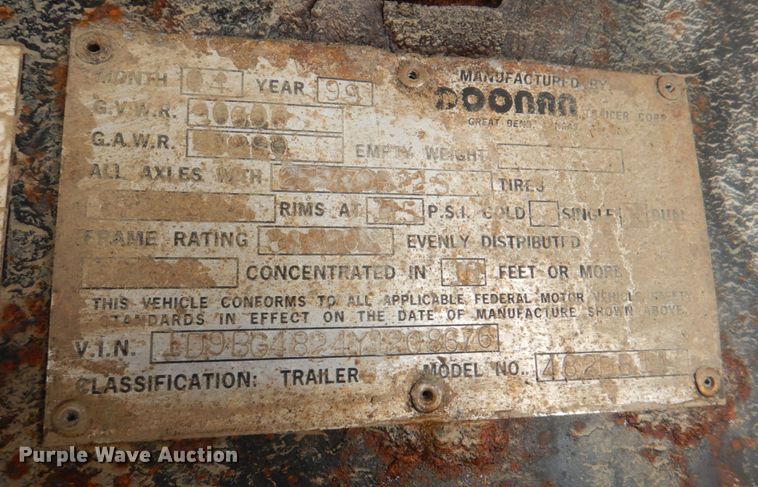 image for item JS9221 2000 Doonan 482DB14  drop deck trailer