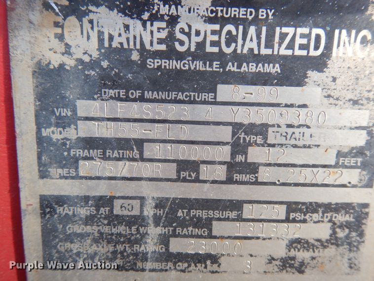 image for item JS9438 2000 Fontaine TH55-FLD  lowboy equipment trailer