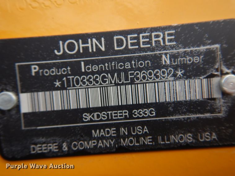 image for item JT9447 2020 John Deere 333G  tracked skid steer loader