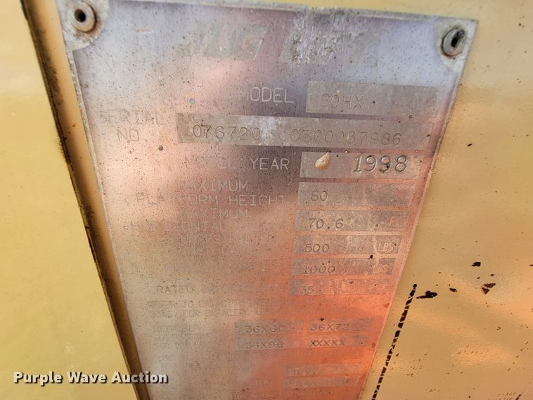 image for item KQ9100 1998 JLG 80HX  boom lift