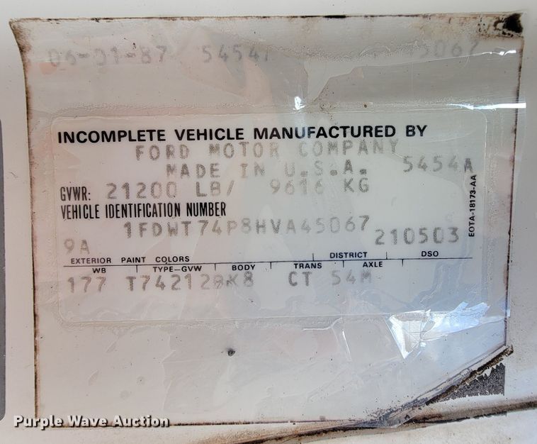 image for item KQ9101 1987 Ford 5700  digger derrick truck