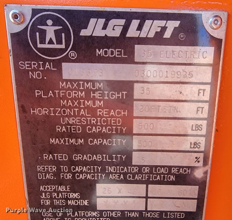 image for item KQ9102 1994 JLG 35 Electric  boom lift