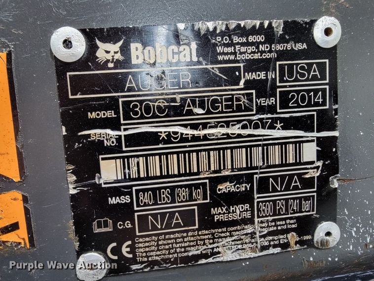 image for item KQ9105 Bobcat 300  skid steer auger