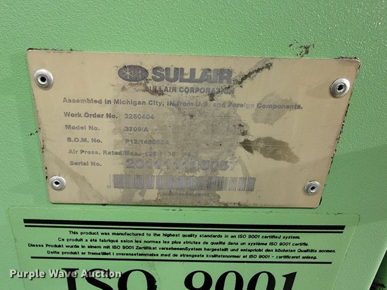 image for item KQ9107 Sullair 3700  air compressor