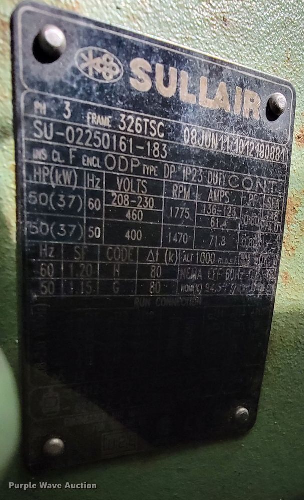 image for item KQ9107 Sullair 3700  air compressor
